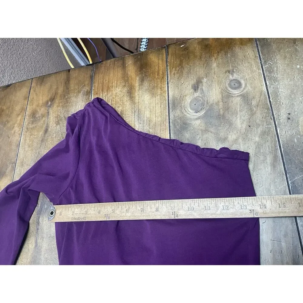 Pact Organic Cotton Purple One Shoulder Fit & Flare Midi Dress Small Minimalist